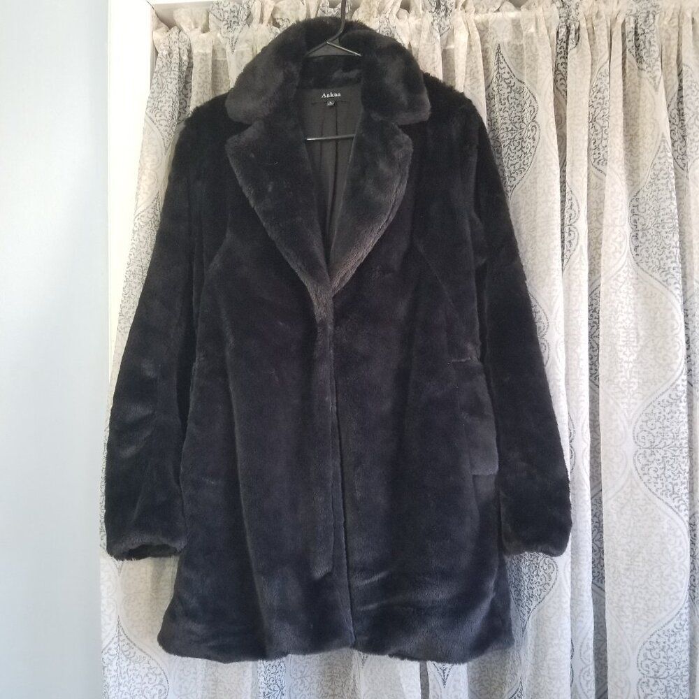 AAKAA teddy bear Coat Plush Lined Black Large